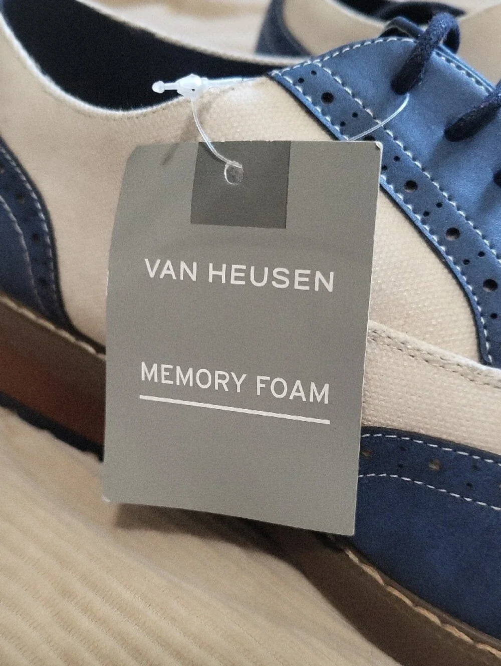 Van Heusen Two-Tone Navy and White Wingtip Oxfords